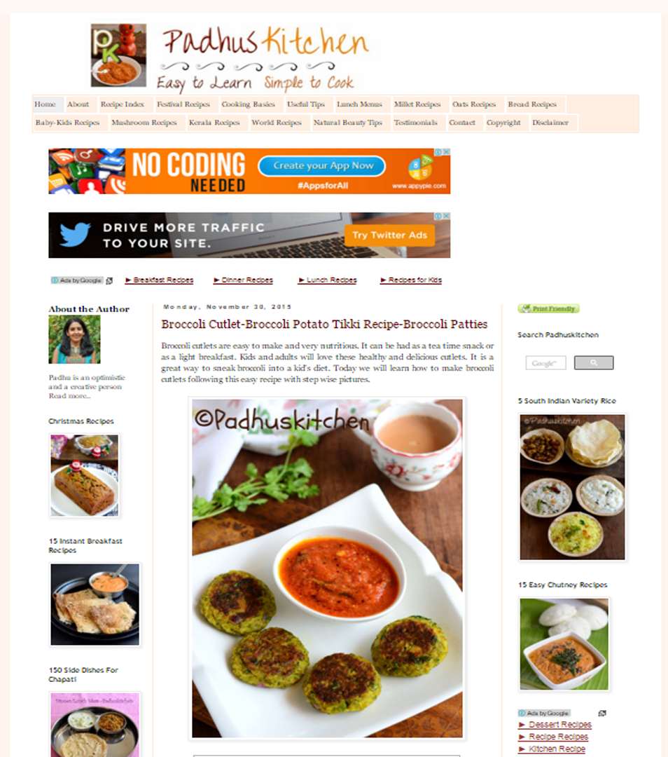 Padhu’s Kitchen- one of the best food blogs for Indian parents who want their children to love veggies.