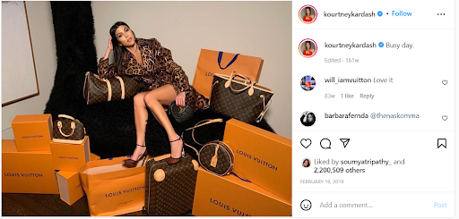 A giveaway Instagram collaboration where @kourtneykardash gives away products from a certain brand